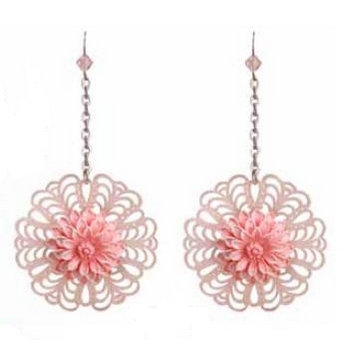 Tarina Tarantino - Fiore - Gelato - Dhalia Flower Filigree Chain Drop Earrings - Candy Floss