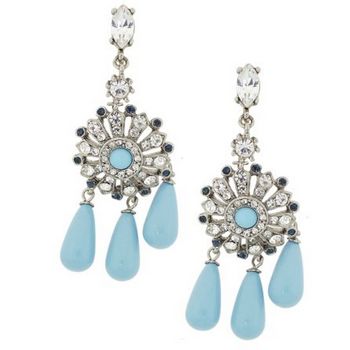 Gerard Yosca - Turquoise Stone Earrings w/Turquoise  Drops (2 Earrings Per Set)