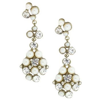 Gerard Yosca - White & Pearl Stone Earrings w/Drops (2 Earrings Per Set)