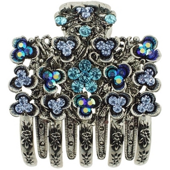 Karen Marie - Crystal Flower Large Flat Jaw - Blue (1)