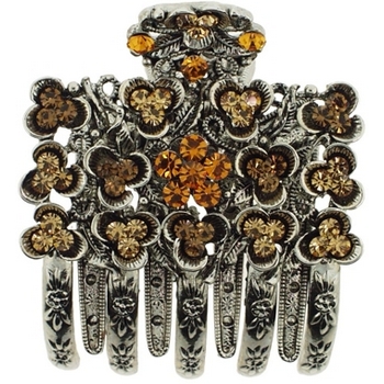 Karen Marie - Crystal Flower Large Flat Jaw - Topaz (1)