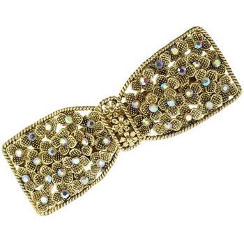 Karen Marie - Bow Tie Barrette - Gold & White AB (1)