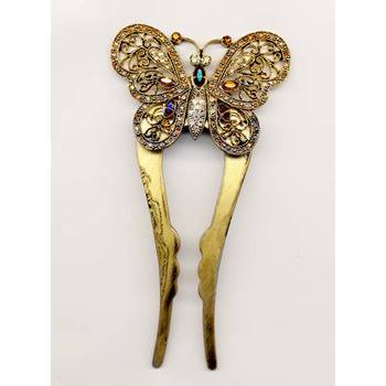 Ornate Crystal Butterfly - Gold