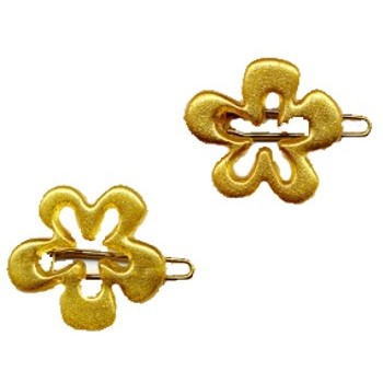 Karina - Gold Glitter Flower Barrettes (2) - All Sales Final