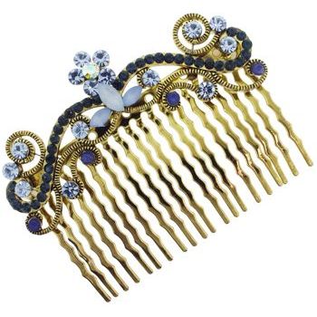 Karen Marie - Antique Crystal Garden Comb - Sapphire (1)