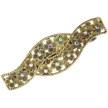 Karen Marie - Twist Tie Barrette - Gold & White AB (1)