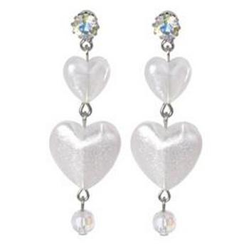 Tarina Tarantino - Iconic Collection - Swarovski Crystal Graduated Heart Drop Earrings - Alpine White