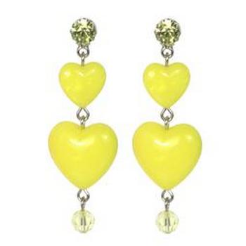 Tarina Tarantino - Iconic Collection - Swarovski Crystal Graduated Heart Drop Earrings - Lemon Drop