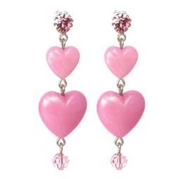 Tarina Tarantino - Iconic Collection - Swarovski Crystal Graduated Heart Drop Earrings - Pink Peppermint