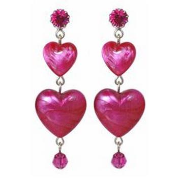 Tarina Tarantino - Iconic Collection - Swarovski Crystal Graduated Heart Drop Earrings - Tarina Pink
