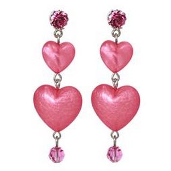 Tarina Tarantino - Iconic Collection - Swarovski Crystal Graduated Heart Drop Earrings - Watermelon