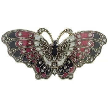 H-n-W- Enamel Butterfly Barrette (1) - Merlot & Black