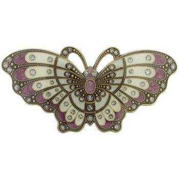 H-n-W- Enamel Butterfly Barrette (1) - Ivory & Amethyst