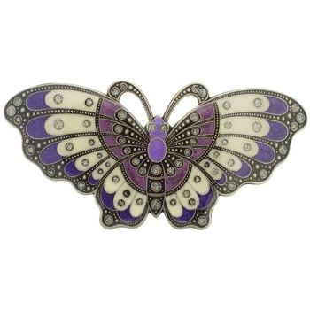 H-n-W- Enamel Butterfly Barrette (1) - Lavender & White