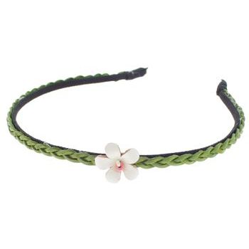 Karen Marie - Braided Leather Headband w/Flower - Avocado (1)