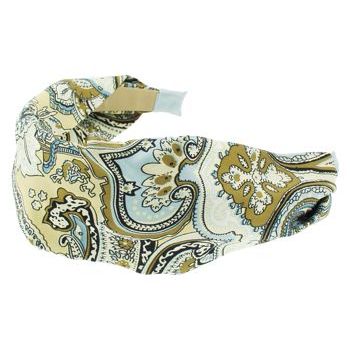 Karen Marie - Classic Paisley Sateen Scarf Headband - Soft Blue (1)