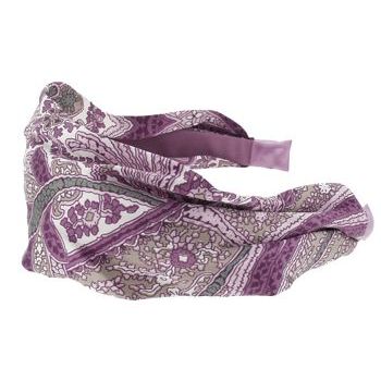 Karen Marie - Classic Paisley Sateen Scarf Headband - Berry (1)