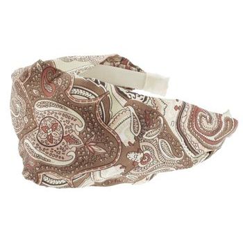 Karen Marie - Classic Paisley Sateen Scarf Headband - Ivory (1)