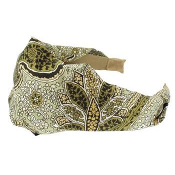 Karen Marie - Classic Paisley Sateen Scarf Headband - Moss (1)