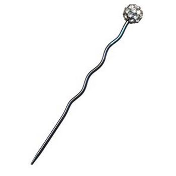 Roberta Chiarella - Pave Ball Hairstick - Hematite & White Swarovski (1)