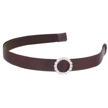 Susan Daniels - Headband - 1/2inch Satin - Chocolate Brown w/Circular Buckle