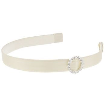 Susan Daniels - Headband - 1/2inch Satin - Cream w/Circular Buckle