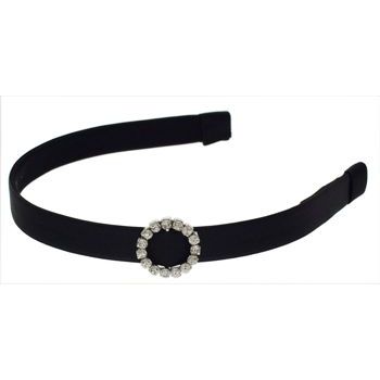 Susan Daniels - Headband - 1/2inch Satin - Black w/Circular Buckle