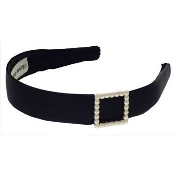 Susan Daniels - Headband - 1inch Satin - Black with Square Buckle (1)