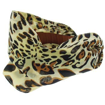 Head Dress - Silk Chiffon Headband - Natural Cheetah (1)