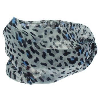 Head Dress - Silk Chiffon Headband - Blue Cheetah (1)