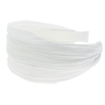 Head Dress - Crinkle Satin Headband - White (1)