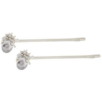 HB HairJewels - Crystal & Acrylic Ladybug Silver Metal Hairpins - White Crystal (2)