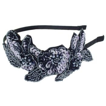 Natasha B. - Art Deco Sequin Flower Headband - Metallic Slate Blue (1)