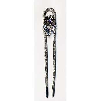 Blue AB Filigree Pin