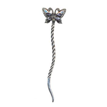 HB HairJewels - Chignon Twisted Pin w/Enamel Butterfly Top - Smoke AB (1)