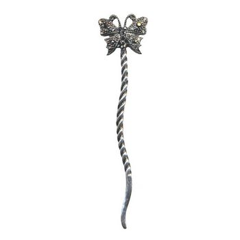 HB HairJewels - Chignon Twisted Pin w/Butterfly Top - Smokey Topaz (1)