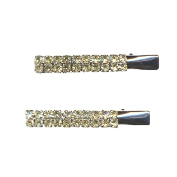 Karen Marie - Austrian Crystal Jeweled Bar Clips - Citrine - 2 Clips