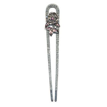 HB HairJewels - Long Filigree Chignon Pin - Rose AB