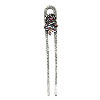 HB HairJewels - Long Filigree Chignon Pin - Ruby Red AB