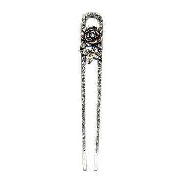 HB HairJewels - Long Filigree Chignon Pin - White AB