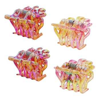 HB HairJewels - Lucy Collection - Petite Curliecue Lyric Clips - Iridescent Rose (Set of 4)