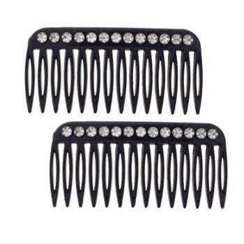 HB HairJewels - Lucy Collection - Faux Crystal Petite Side Combs - Black (Set of 2)
