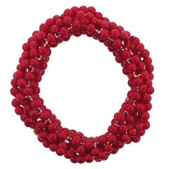 HB HairJewels - Beaded Scrunchie - Faux Pearl - Cherry Red  (1)