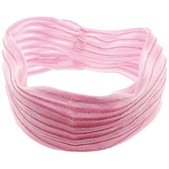 HB HairJewels - Lucy Collection - Silky Shimmer Bandeau Headband - Baby Pink w/Gold Thread Accent (1)