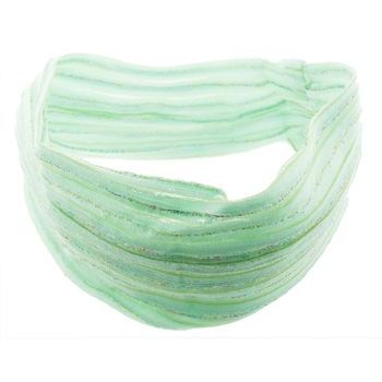 HB HairJewels - Lucy Collection - Silky Shimmer Bandeau Headband - Mint Green w/Gold Thread Accent (1)