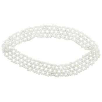 HB HairJewels - Lucy Collection - Beaded Stretch Headband - White Pearl (1)