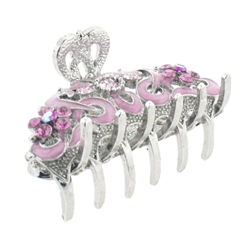 Karen Marie - Enamel & Crystal Jaw - Light & Dark Fuschsia Pink (1)