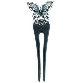 Karen Marie - Ornate Butterfly Chignon Pin - Smoke (1)