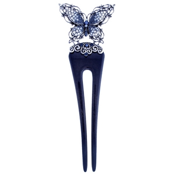 Karen Marie - Ornate Butterfly Chignon Pin - Blue (1)