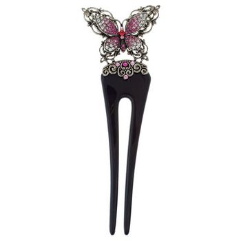 Karen Marie - Ornate Butterfly Chignon Pin - Rose (1)
